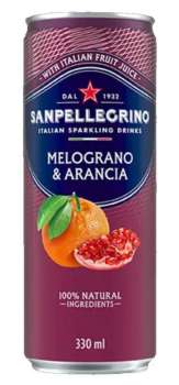 Limonáda San Pellegrino - Melograno & Aranciata, granátové jablko, pomeranč, plech, 24x 330 ml