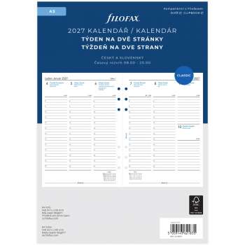 Náhradní náplň diáře Filofax - A5,  týden na 2 strany, rok 2027