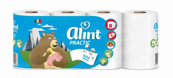 Toaletní papír Alint Practic White - 3vrstvý, bílý, 15,4 m, 8 rolí