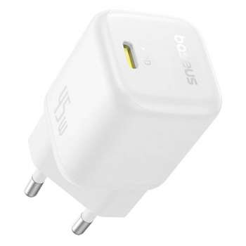 Síťový adaptér Baseus PicoGo GaN - USB-C, podpora PD až 45W, bílá