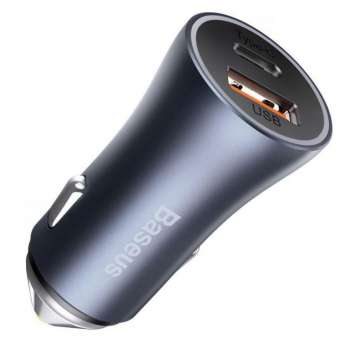 Rychlonabíječka do auta Baseus Golden Contractor Pro Dual - USB+USB-C, výkon až 40W, tmavě šedá