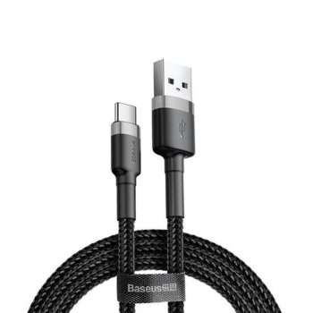 Datový kabel Baseus Cafule - USB/USB-C, délka 1m, nabíjecí proud 3A, šedo-černý
