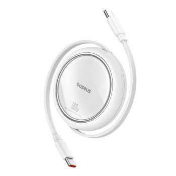 Datový kabel Baseus Free2Pull mini USB-C/USB-C - 1,5 m, 100W, bílý