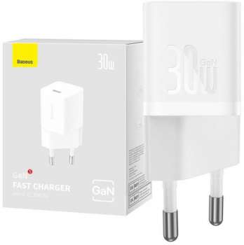 Síťový adaptér Baseus GaN5 Mini - 30W, EU, bílý
