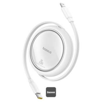 Datový kabel Baseus Free2Pull USB-C/Ligtning - 1 m, 20W, bílý