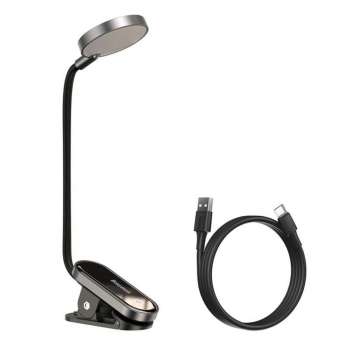 LED lampa s klipem na čtení Baseus 3W - úroveň světla teplá bílá (4000K), šedo-černá