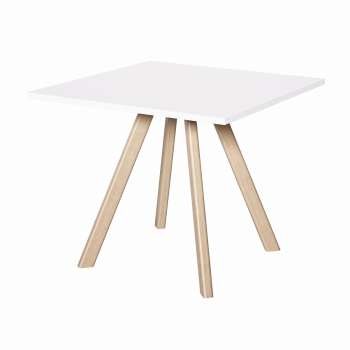 Jídelní stůl Wood, 90 x 90 cm - bílý/buk