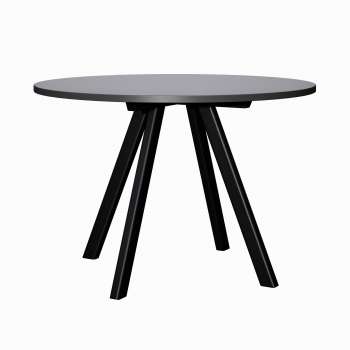 Jídelní stůl Wood, průměr 110 cm - antracit/černý