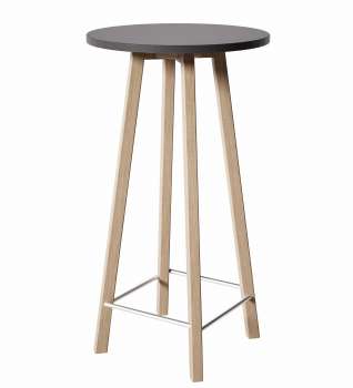 Barový stolek Wood, průměr 60 cm - antracit/buk