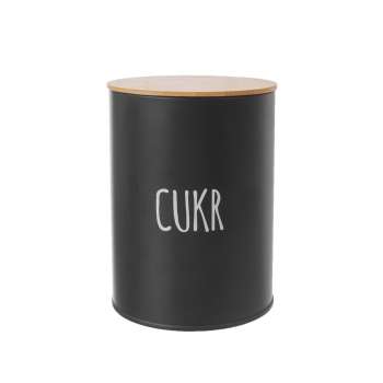 Dóza - na cukr, plech/bambus, černá, 1 ks