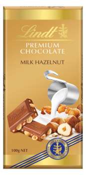 Čokoláda Lindt Gold - mléčná s lískovými oříšky, 100 g
