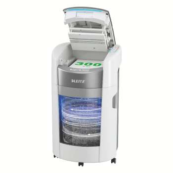 Automatická skartovačka Leitz IQ OptiMax - Office, 300, P5, mikrořez, bílá
