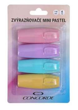 Zvýrazňovač CONCORDE Mini Pastel - sada 4 barev