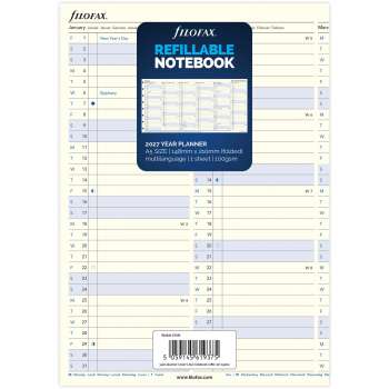 Plánovací kalendář do Filofax Notebook - A5, EN, roční, rok 2027