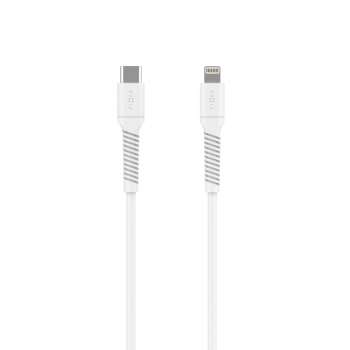 Nabíjecí a datový kabel FIXED Liquid Silicone – USB-C/Lightning, PD 60 W, 1,2 m, bílý