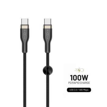 Datový kabel FIXED FIXDB-CC2-BK – USB-C/USB-C, PD 100 W, 2 m, černý
