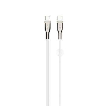Opletený kabel FIXED FIXDB-CC12-WH – USB-C/USB-C, 100 W, 1,2 m, bílý