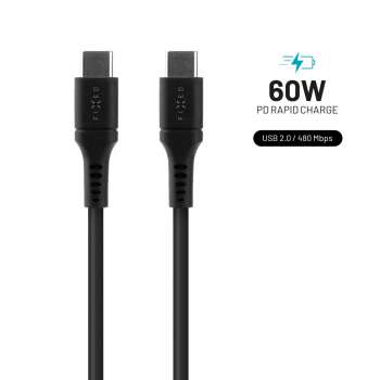 Nabíjecí a datový kabel FIXED Liquid Silicone – USB-C/USB-C, 1,2 m, 60 W, černý