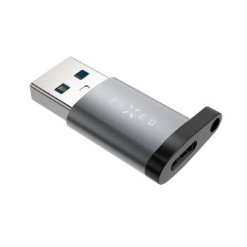Hliníková redukce FIXED Link – USB-C na USB-A, šedá