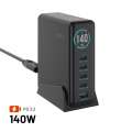 Dokovací GaN stanice FIXED – 140 W, s displejem, černá
