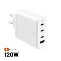 Síťová GaN nabíječka FIXED FIXCG120-3C1A-WH – 120 W, 3× USB-C, 1× USB-A, bílá