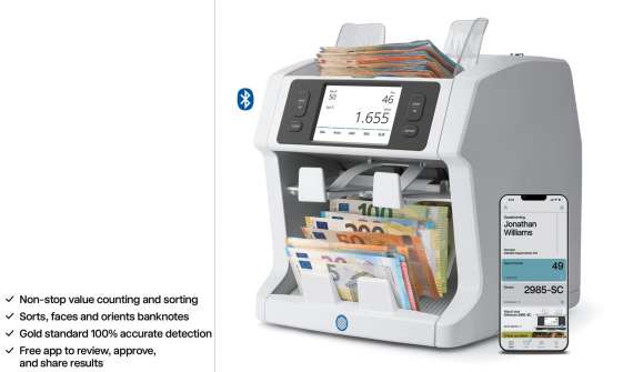 Počítadlo hodnoty bankovek a sorter Safescan 2985-SC – 1200 ks/min, 10bodová detekce, Grey