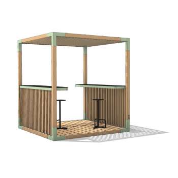 Pergola Leva Meeter Set - se zvýšenými stolky