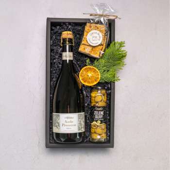 Dárková sada prosecco, krekry, zelené olivy
