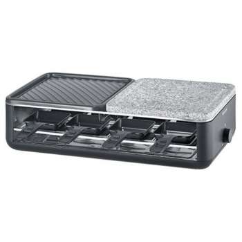 Elektrický raclette gril Severin RG 2366 Black Line – 1300 W, přírodní kámen, 8 pánví, černý