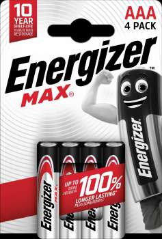 Alkalické baterie Energizer Max - 1,5V, LR03, typ AAA, 4 ks