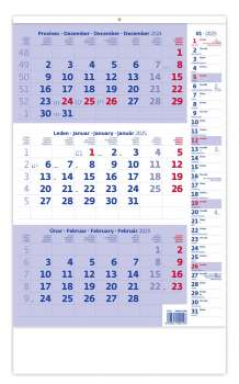 Tříměsíční kalendář 2025 - poznámkový, modrý