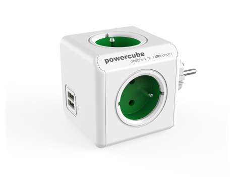 Rozbočka PowerCube Original s USB - zelená