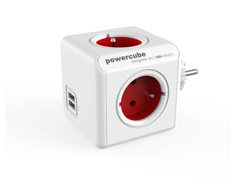 Rozbočka PowerCube Original s USB - červená