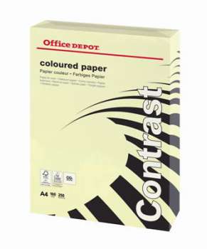 Barevný papír Office Depot Contrast  A4 - pastelově žlutý, 160 g/m2, 250 listů