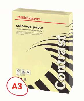Barevný papír Office Depot Contrast  A3 - pastelově žlutý, 80 g/m2, 500 listů