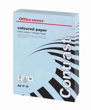 Barevný papír Office Depot Contrast  A4 - pastelově modrý, 160 g/m2, 250 listů