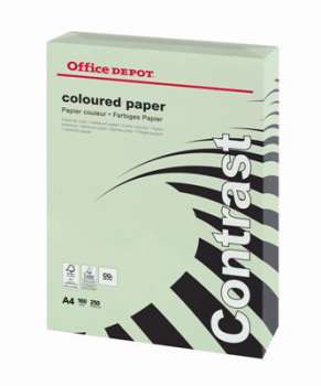 Barevný papír Office Depot Contrast  A4 - pastelově zelený, 160 g/m2, 250 listů