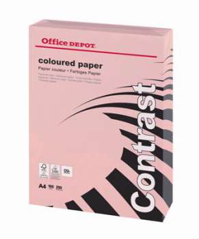 Barevný papír Office Depot Contrast  A4 - pastelově růžový, 160 g/m2, 250 listů