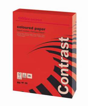 Barevný papír Office Depot Contrast  A4 - intenzivní červený, 160 g/m2, 250 listů