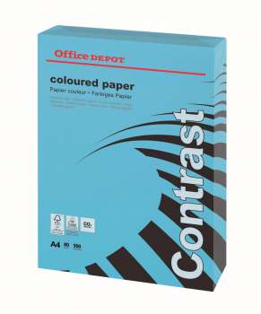 Barevný papír Office Depot Contrast  A4 - intenzivně modrý, 80 g/m2, 500 listů