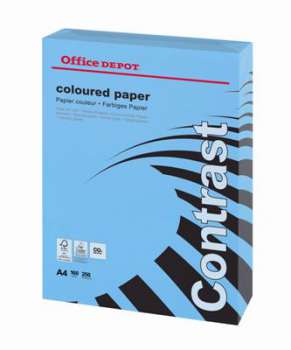 Barevný papír Office Depot Contrast  A4 - intenzivně modrý, 160 g/m2, 250 listů