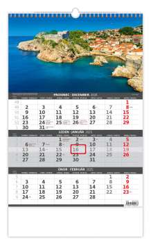 Tříměsíční nástěnný kalendář 2025 Pobřeží