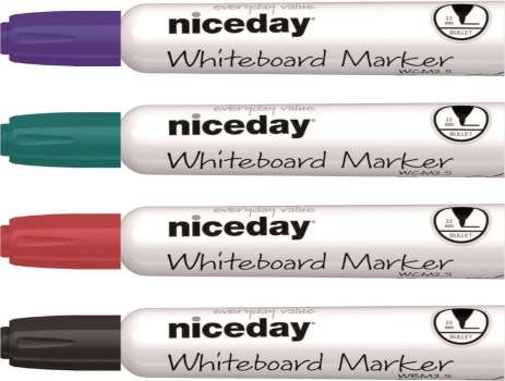 Popisovač na bílé tabule Niceday, kulatý hrot, široké tělo - 4 barvy