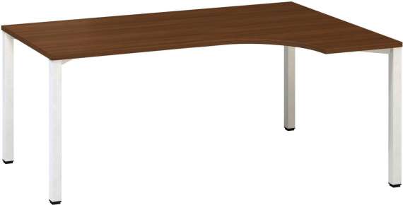 Psací stůl Alfa 200 - ergo, pravý, 180 cm, ořech/bílý