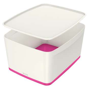 Úložná krabice s víkem L Leitz MyBox - bílorůžová