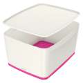 Úložná krabice s víkem L Leitz MyBox - bílorůžová