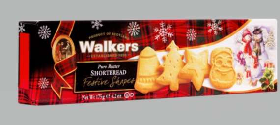 Tradiční máslové sušenky Walkers ve vánočních tvarech, 175 g