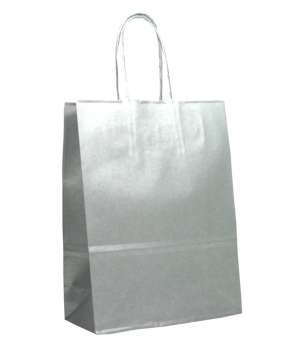 Dárková taška papírová stříbrná - velká, 27x37 cm