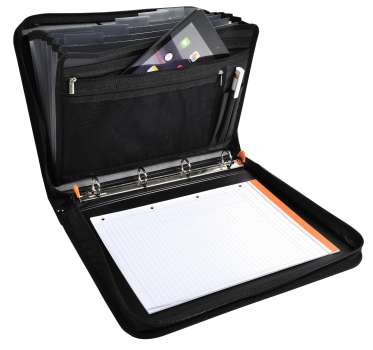 Konferenční desky Exafolder s aktovkou - A4, černé, 7 přihrádek, kapsy, prostor pro notebook