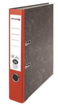 Pákový pořadač Officeo - A4, kartonový, šíře hřbetu 5 cm, mramor, červený hřbet